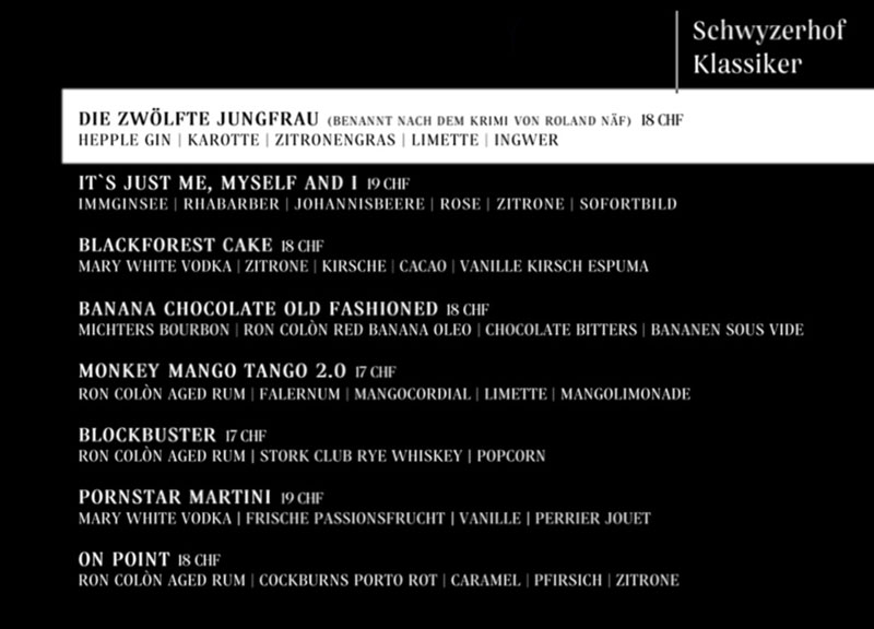 Das Erstlingswerk von Roland Näf wird auch als Cocktail in der Schwyzerhofbar angeboten.